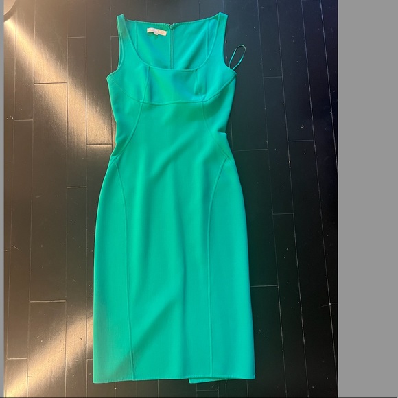 Michael Kors emerald DF stretch wool crepe seamed empire sheath dress - Picture 3 of 4